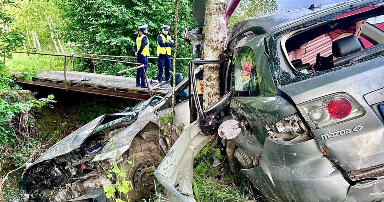  Tragiczny wypadek na Podkarpaciu. Auto przełamało się na pół