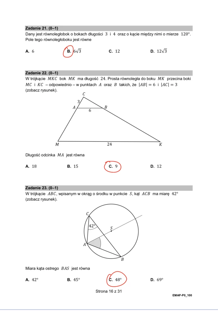 Matura 2024 - formuła 2015. Arkusz CKE i rozwiązania - matematyka. Strona 16