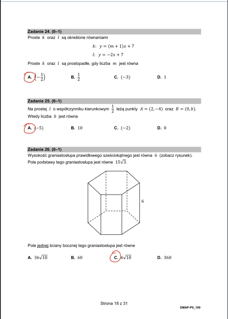 Matura 2024 - formuła 2015. Arkusz CKE i rozwiązania - matematyka. Strona 18