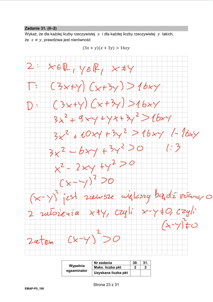 Matura 2024 - formuła 2015. Arkusz CKE i rozwiązania - matematyka. Strona 23