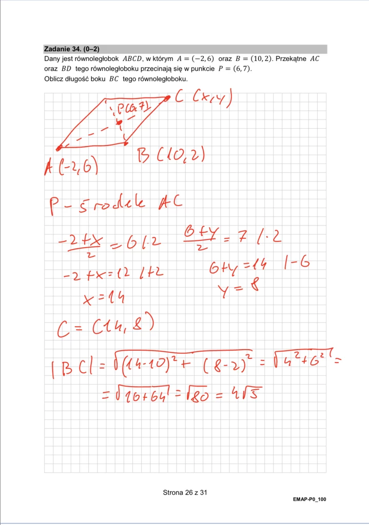 Matura 2024 - formuła 2015. Arkusz CKE i rozwiązania - matematyka. Strona 26