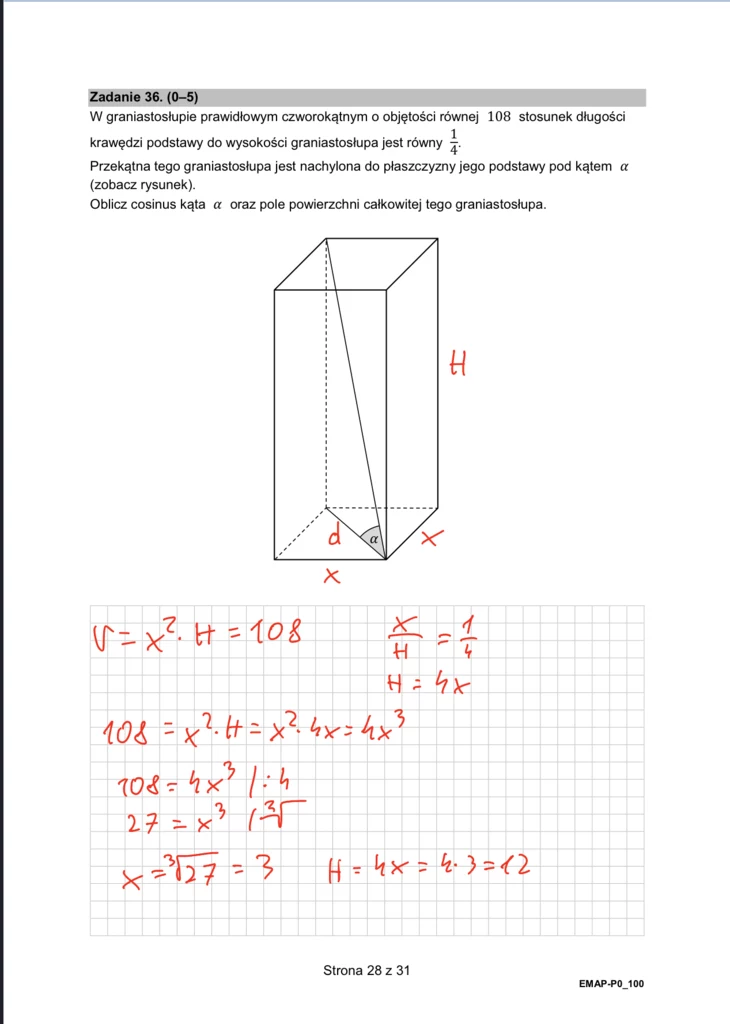 Matura 2024 - formuła 2015. Arkusz CKE i rozwiązania - matematyka. Strona 28