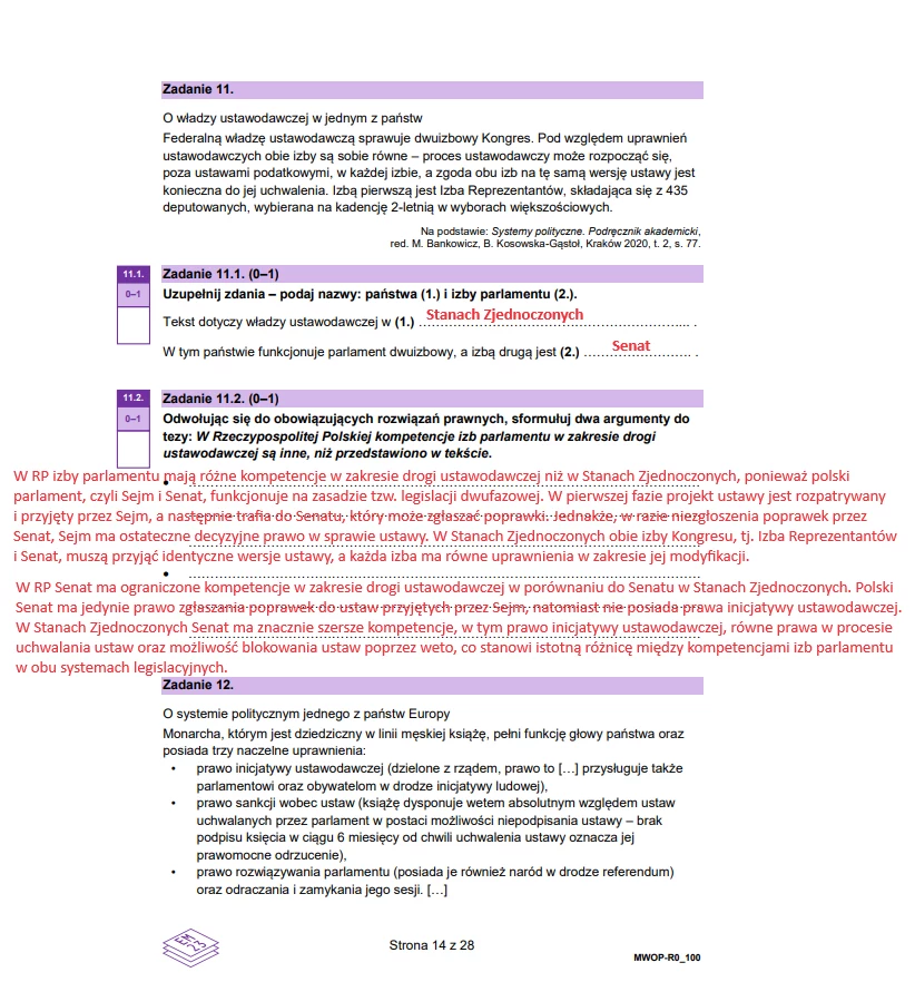 Matura 2024. WOS - poziom rozszerzony. Arkusz CKE i odpowiedzi - strona 14