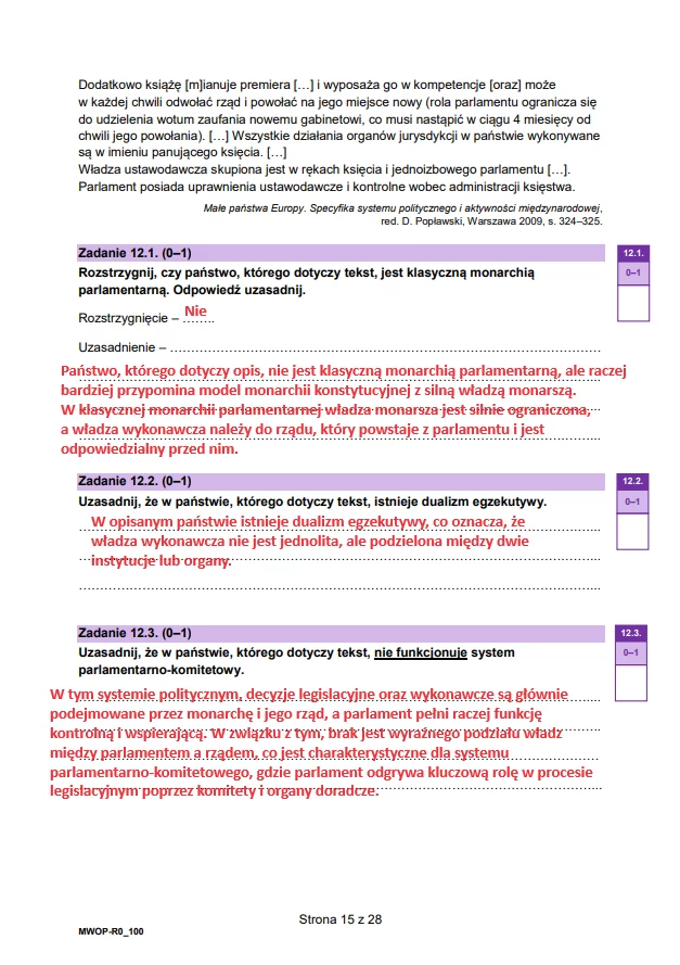 Matura 2024. WOS - poziom rozszerzony. Arkusz CKE i odpowiedzi - strona 15