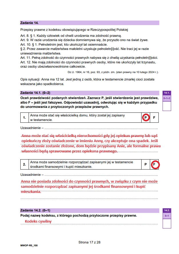 Matura 2024. WOS - poziom rozszerzony. Arkusz CKE i odpowiedzi - strona 17