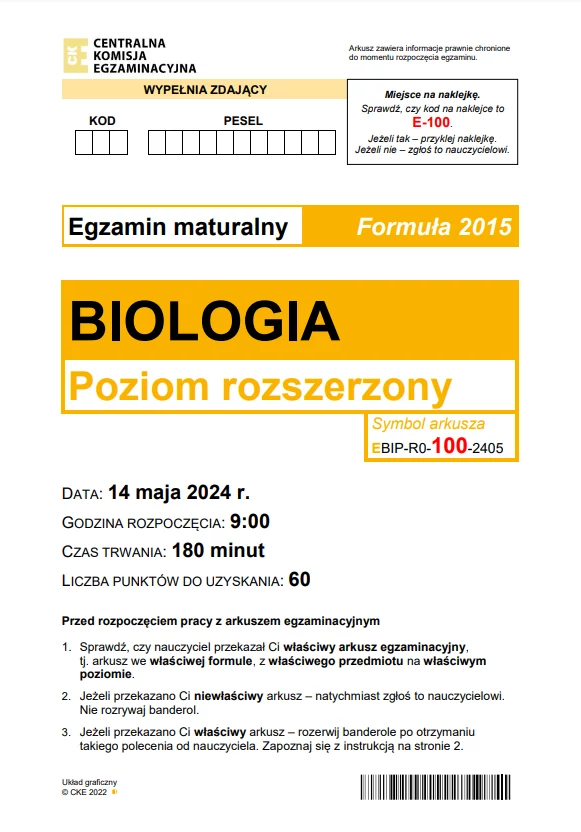 Biologia - formuła 2015 - arkusz CKE 