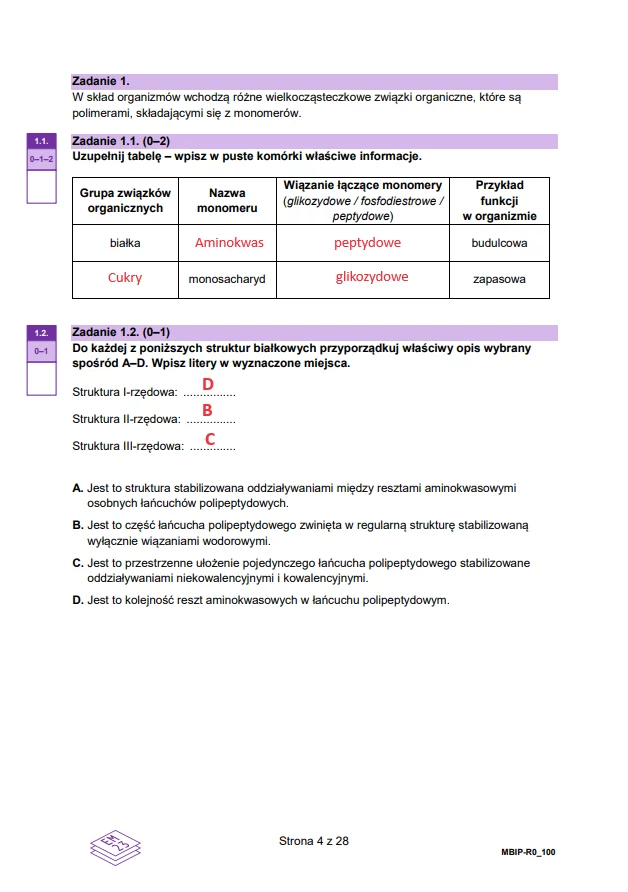 Matura 2024. Biologia - rozszerzenie. Arkusz CKE i odpowiedzi - strona 4