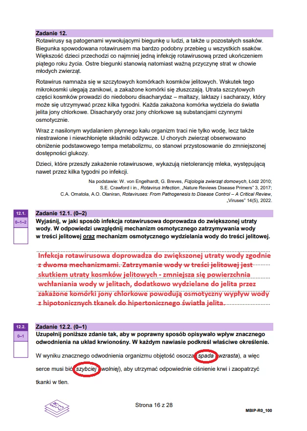 Matura 2024. Biologia - rozszerzenie. Arkusz CKE i odpowiedzi - strona 16