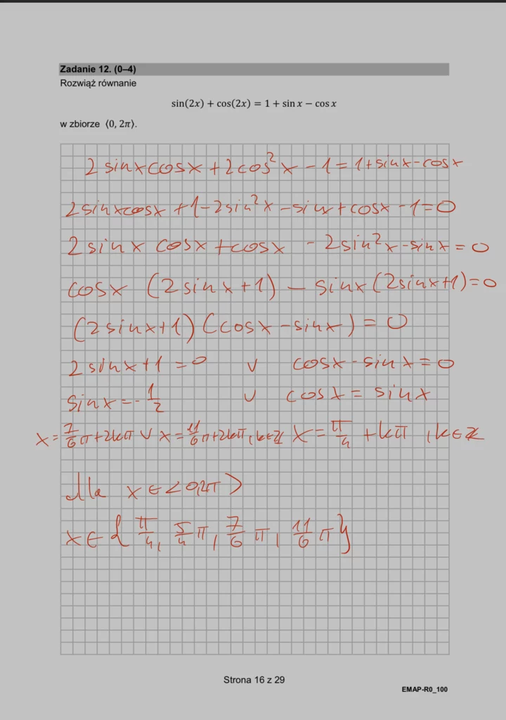 Matura 2024. Matematyka - rozszerzenie, formuła 2015. Arkusz CKE i odpowiedzi - strona 16