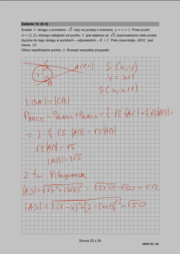 Matura 2024. Matematyka - rozszerzenie, formuła 2015. Arkusz CKE i odpowiedzi - strona 20