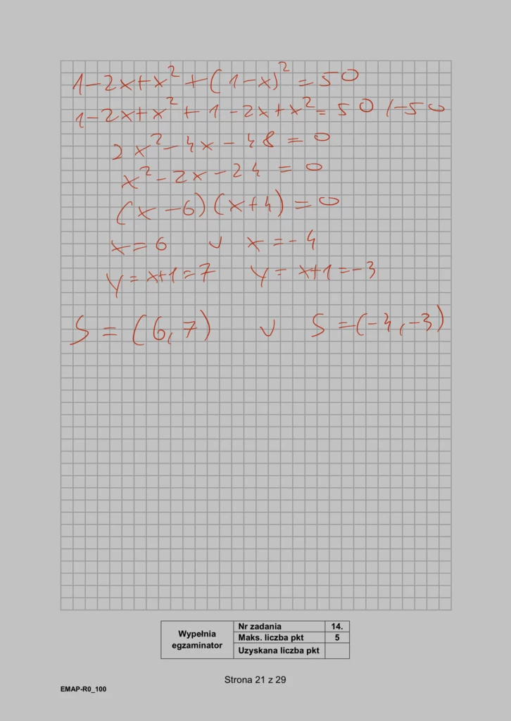 Matura 2024. Matematyka - rozszerzenie, formuła 2015. Arkusz CKE i odpowiedzi - strona 21