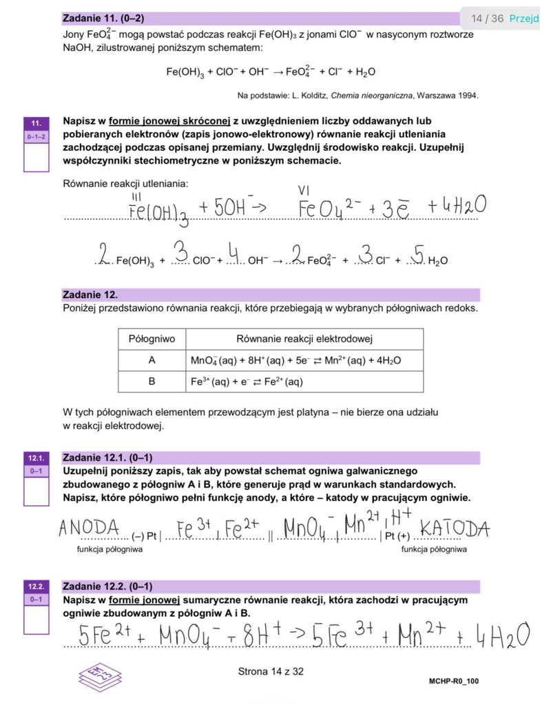 Matura 2024. Chemia - rozszerzenie. Arkusz CKE i odpowiedzi - strona 14