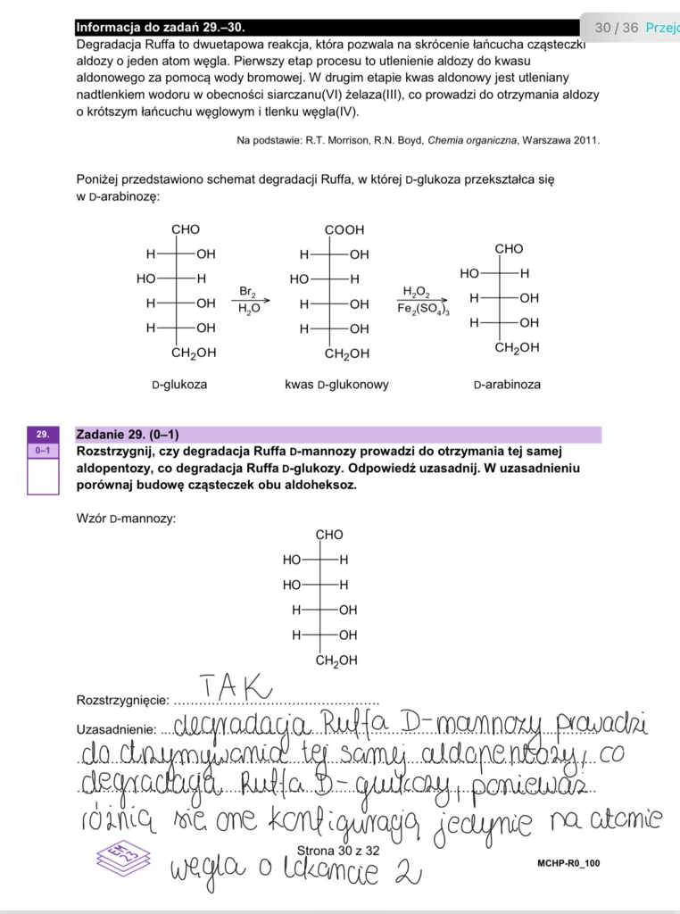 Matura 2024. Chemia - rozszerzenie. Arkusz CKE i odpowiedzi - strona 30
