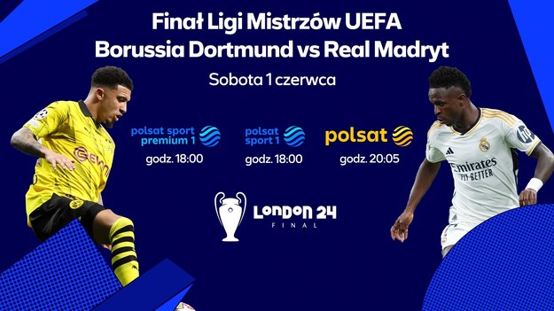 Zapowiedź finału Ligi Mistrzów UEFA 2023/2024 Borussia Dortmund - Real Madryt.

Pełne prawa do transmisji Ligi Mistrzów w sezonie 2023/24 w Polsce posiada Grupa Polsat, która pokazuje rozgrywki od sezonu 2018/2019. Transmisje Ligi Mistrzów można oglądać w tv na kanałach Polsat Sport Premium. Mecze Ligi Mistrzów można obejrzeć również online live stream na  Polsat BOX Go   Oglądaj wygodnie gdziekolwiek chcesz: na komputerze, na tablecie, na smartfonie, na Smart TV. Relacje i wyniki meczów na  sport.interia.pl 
W tekście zawarto link serwisu partnerskiego
