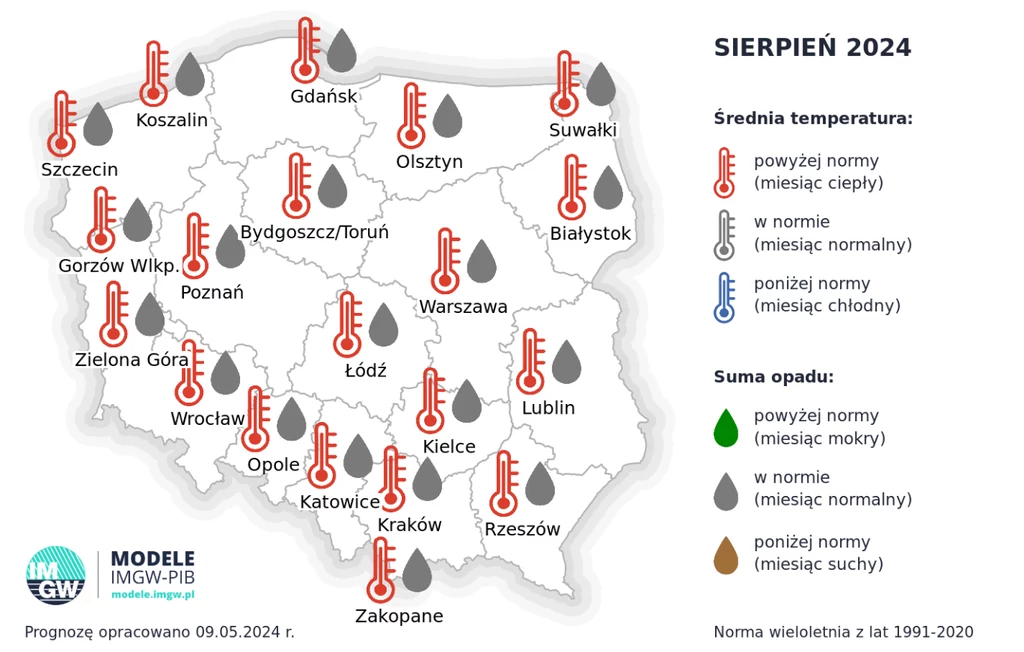 Sierpień, tak jak wcześniejszy miesiąc, będzie cieplejszy niż zwykle w całej Polsce