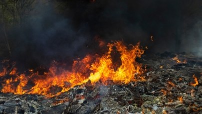 Potężny pożar wysypiska w Wielkopolsce. Strażak zasłabł w czasie akcji