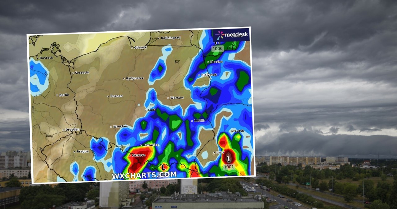 Nowy, tydzień, zacznie, fatalnie, Polski, wracają, ulewy, burze, lokalnie, również, gradem, Miejscami, może, spaść, nawet, około Polska zalana alertami. Chodzi o burze i ulewy