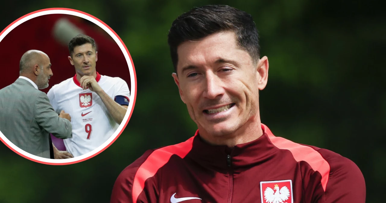 Reprezentacja Polski. Selekcjoner Michał Probierz oraz Robert Lewandowski