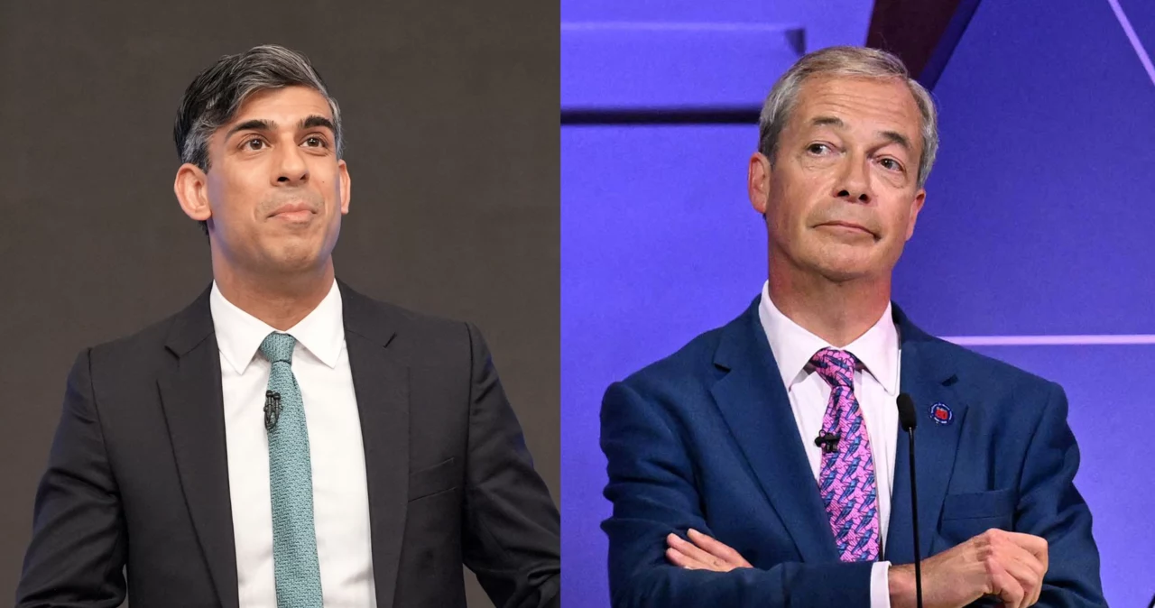 Partia Rishiego Sunaka traci w sondażach. Ugrupowanie Nigela Farage'a "wskoczyło" na drugie miejsce