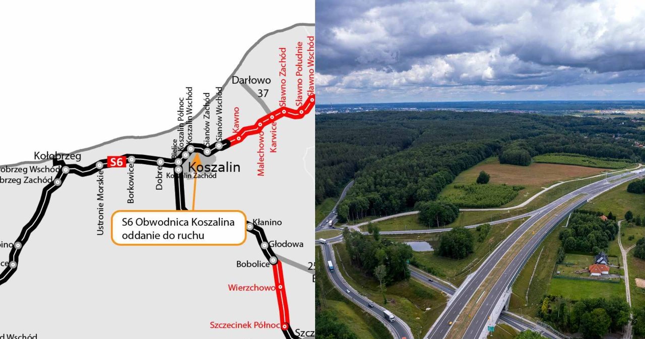 Otwarto, ostatni, blisko, 5kilometrowy, fragment, obwodnicy, Koszalina, węzła, Koszalin, Wschód, Sianów, Zachód, Teraz, ominięci Ważna zmiana na S6. Tranzyt w końcu ominie Koszalin