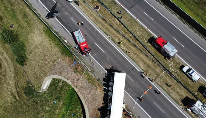 Wypadek w Lubelskiem. Ciężarówka wypadła z trasy, kierowca nie żyje