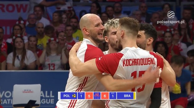 Polska – Brazylia 3:1 (18:25, 25:23, 25:22, 25:16). Liga Narodów - siatkówka/ćwierćfinał. Bartosz Kurek (12 punktów).

