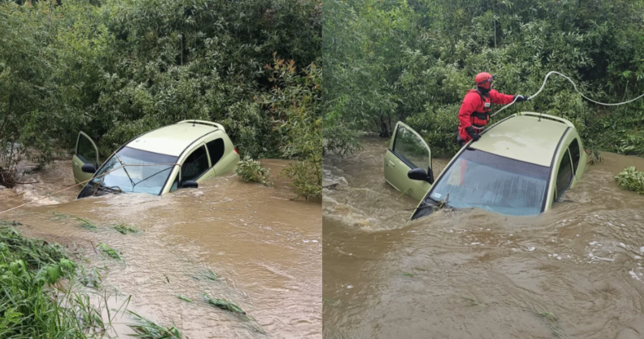 Intensywne opady deszczu na Podkarpaciu. Nie żyje 71-latek. Potok porwał jego samochód 