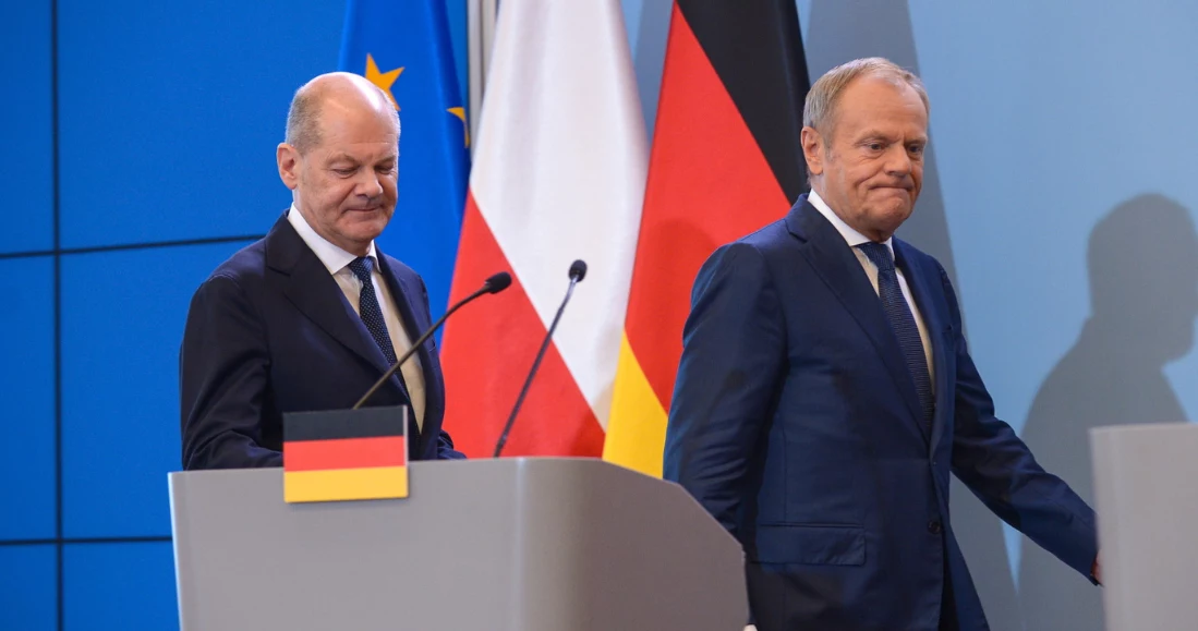 Kanclerz Niemiec Olaf Scholz i premier Polski Donald Tusk