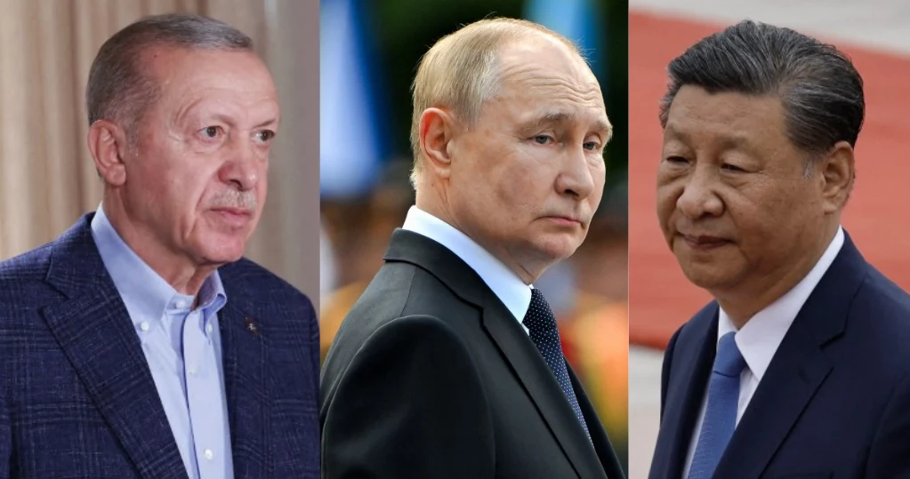 Recep Tayyip Erdogan, Władimir Putin oraz Xi Jinping  z wizytą w Kazachstanie