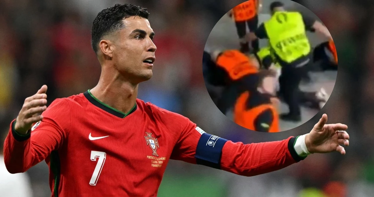 Skatowany kibic zamierzał prawdodopobnie poprosić Cristiano Ronaldo o wspólne zdjęcie (Źródło: AFP/https:/twitter.com/Record_Portugal)