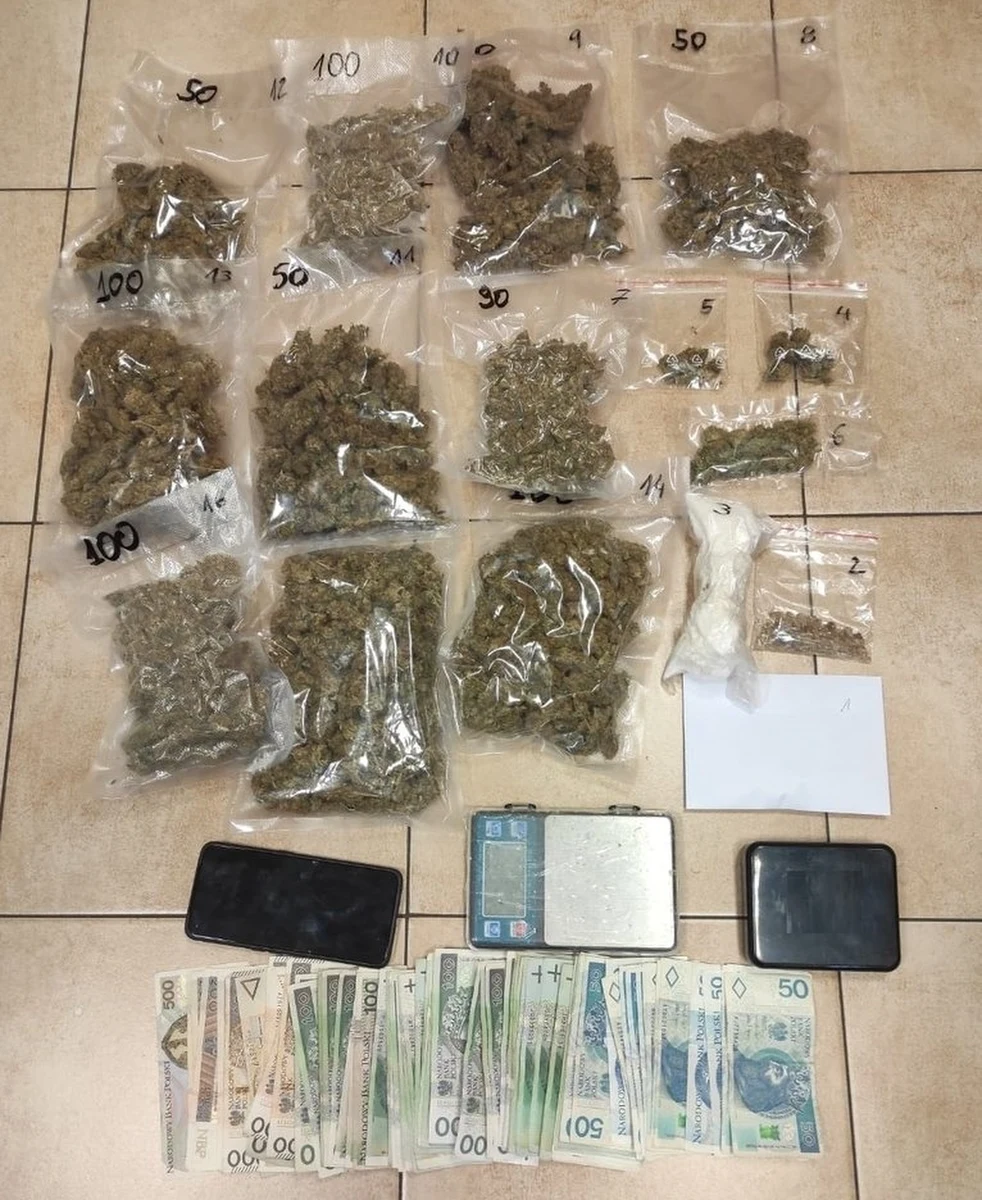 W piwnicy należącej do 35-letniego mieszkańca małopolskich Brzeszcz policjanci znaleźli ponad 1 kg narkotyków - marihuany i amfetaminy. Mężczyzna został aresztowany. Grozi mu do 10 lat więzienia.