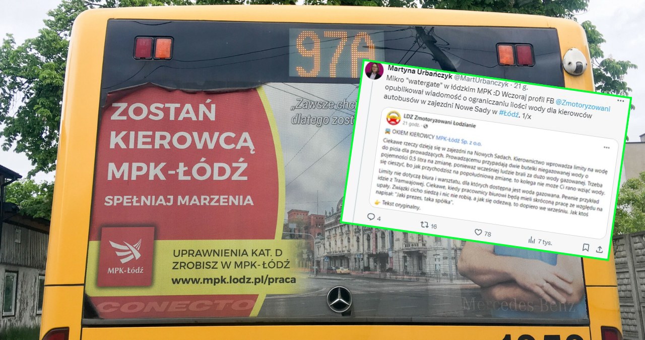 facebookowym, koncie, informującym, dzień, dzieje, Łodzi, pojawiły, doniesienia, limitowaniu, przez, pracodawcę, wody, pitnej, d Miejski przewoźnik limituje kierowcom wodę? Burza w sieci, spółka odpowiada