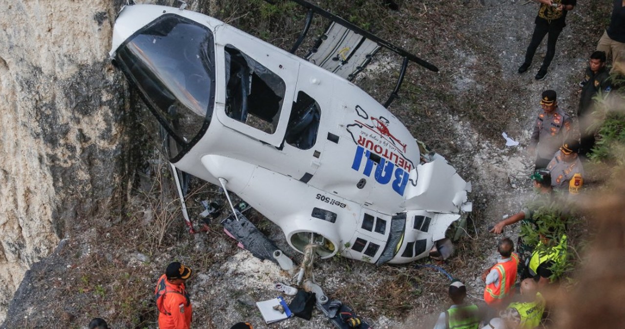  Helikopter zaplątał się w sznurek od latawca. Runął z nieba, na pokładzie turyści