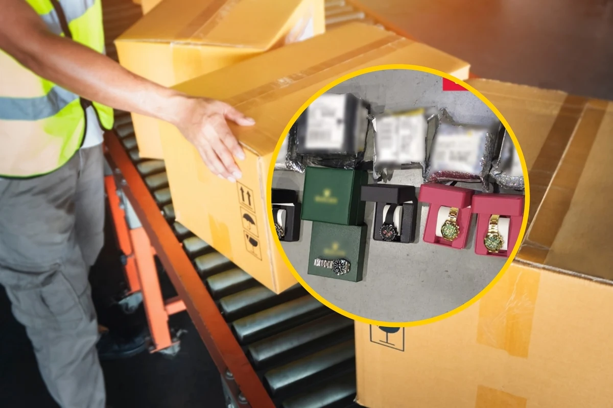 Przejęcie prawie 1,4 tys. przesyłek z nielegalnymi towarami, w tym prawie 1,2 tys. podrobionych zegarków, a także 19 tys. tabletek na potencję niewiadomego pochodzenia - to efekt kontroli w sortowni kurierskiej przeprowadzonej przez funkcjonariuszy Mazowieckiego Urzędu Celno-Skarbowego. Wartość zatrzymanego towaru, gdyby był oryginalny, oszacowano na ponad 52 mln zł.