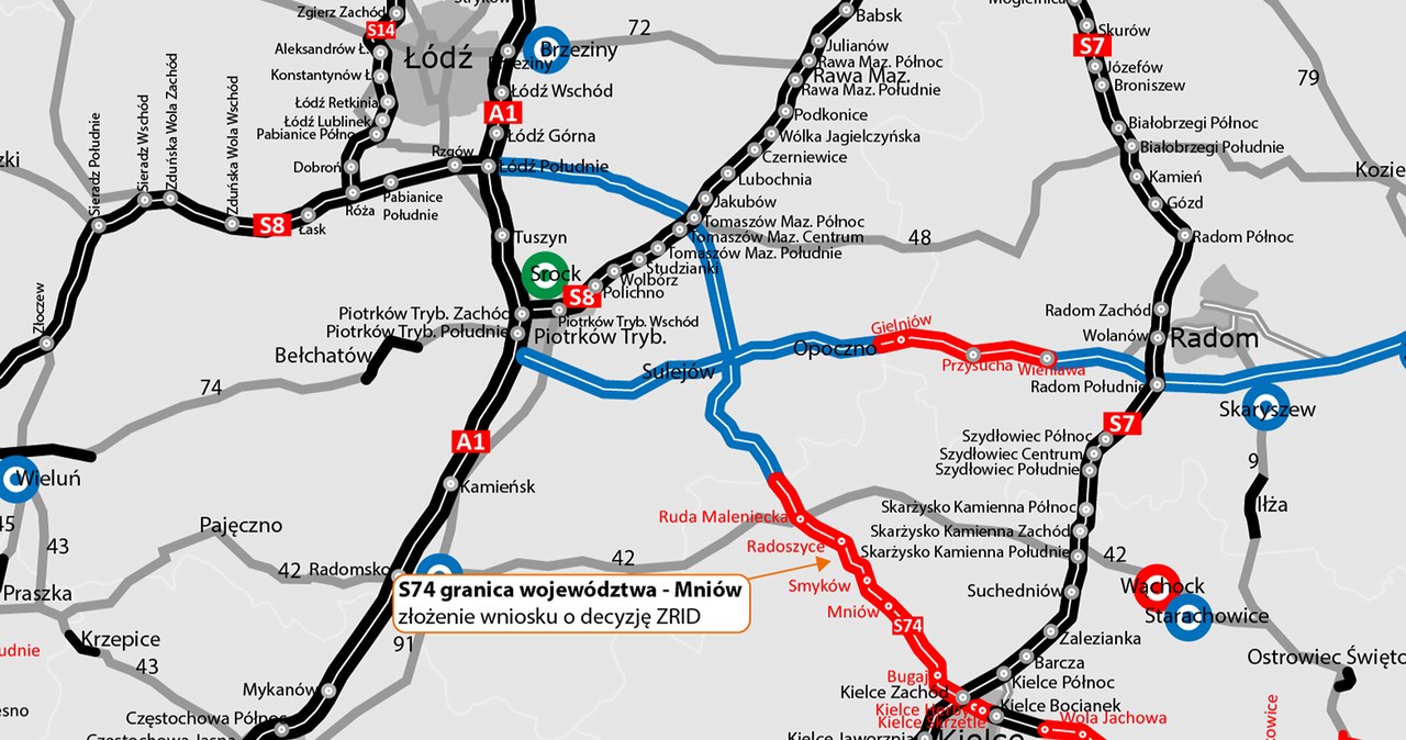 Generalna, Dyrekcja, Dróg, Krajowych, Autostrad, poinformowała, założeniu, wniosku, wojewody, świętokrzyskiego, zgodę, realizacj Kolejny krok ku budowie nowego odcinka drogi S74 został wykonany