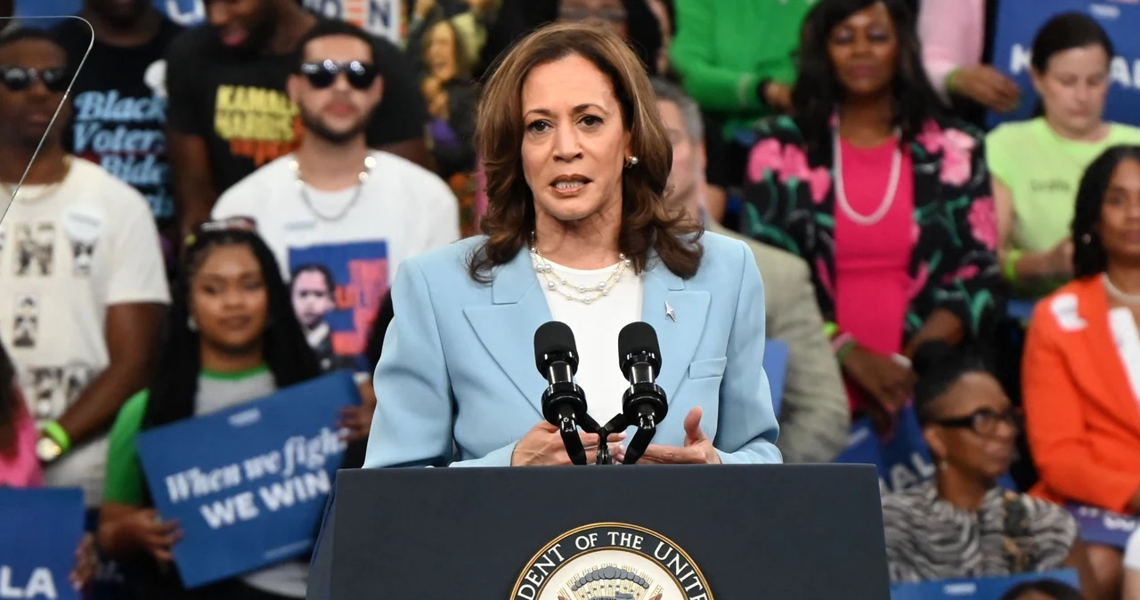 Kamala Harris podczas wiecu w Atlancie wezwała Donalda Trumpa do debaty