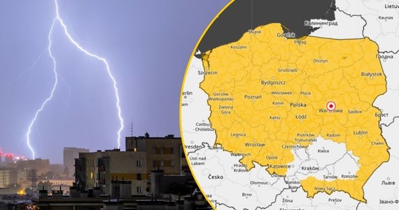 Ostrzeżenie pierwszego stopnia przed burzami, którym miejscami będą towarzyszyć silne opady deszczu od 20 mm do 30 mm oraz porywy wiatru do 70 km/h, a lokalnie grad, wydał Instytut Meteorologii i Gospodarki Wodnej dla większości województw. Alerty obowiązują od niedzielnego do poniedziałkowego poranka. 