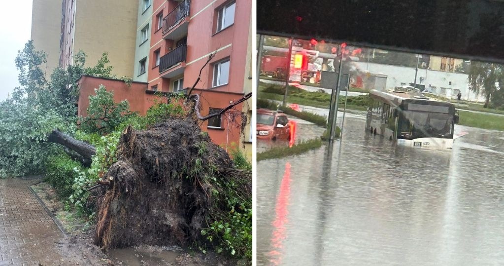  Zalane ulice, powalone drzewa. Nad Polską szaleją nawałnice