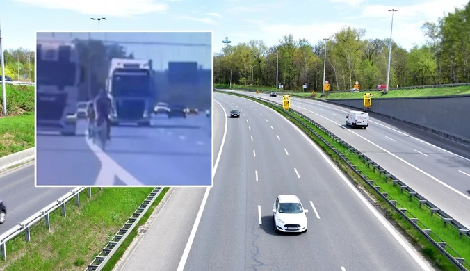 Rowerzyści na autostradzie. "Śmiech na sali z tym mandatem"