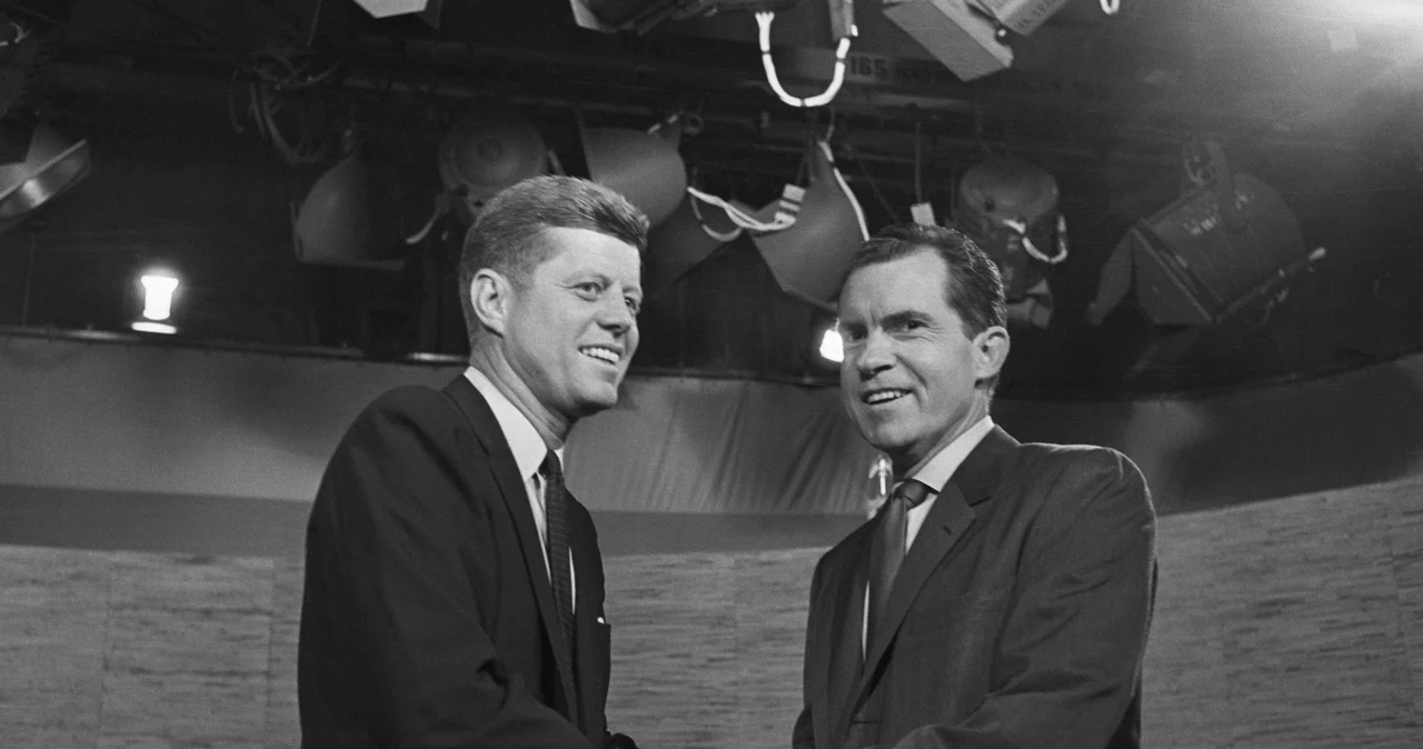 John F. Kennedy i Richard Nixon w studiu CBS