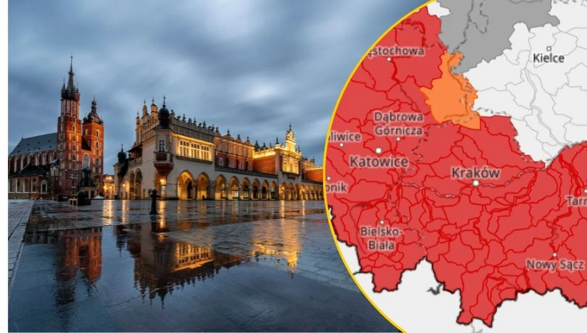 Kraków, podobnie jak Wrocław, przygotowuje się na potężne ulewy i ewentualną powódź. W czwartek po południu Instytut Meteorologii i Gospodarki Wodnej wydał dla niemal całej Małopolski ostrzeżenia meteorologiczne i hydrologiczne trzeciego, najwyższego stopnia. Spodziewane są intensywne opady deszczu, wzrost poziomu wody oraz liczne przekroczenia stanów alarmowych w rzekach. Wieczorem w Krakowie odbyło się posiedzenie Wojewódzkiego Zespołu Zarządzania Kryzysowego.