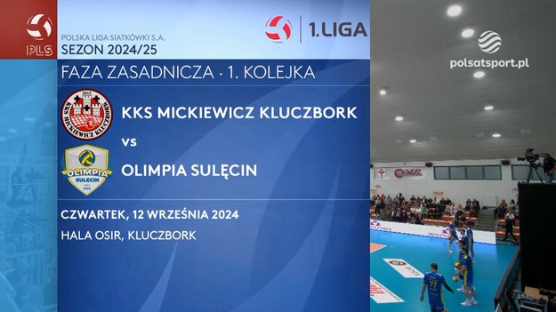 Skrót meczu PLS 1. Ligi: KKS Mickiewicz Kluczbork - Olimpia Sulęcin 3:2 (21:25, 25:21, 25:16, 22:25, 16:14).

