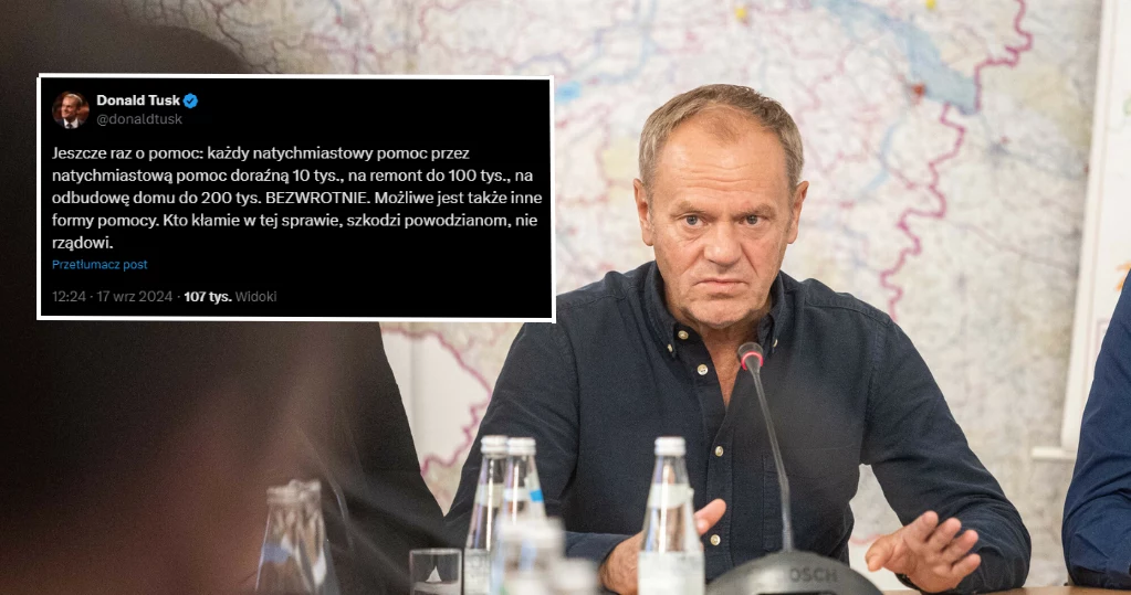 Pomoc dla powodzian. Donald Tusk opublikował dosadny wpis