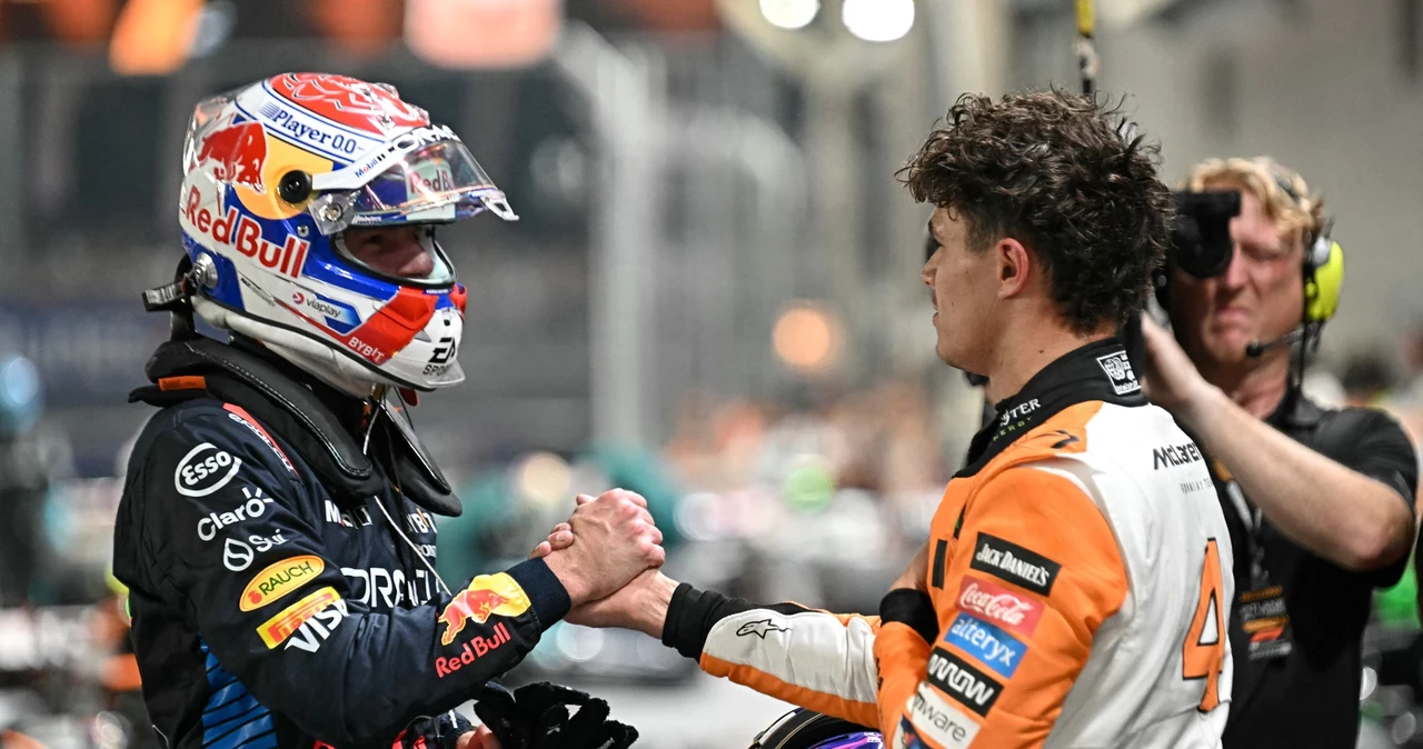 Lando Norris (z prawej) i Max Verstappen