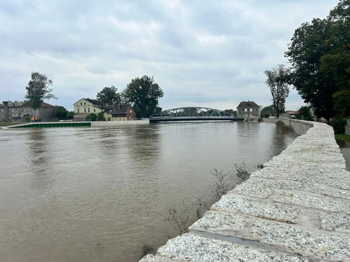 Kulminacyjna fala powodziowa dotarła do Krosna Odrzańskiego w Lubuskiem. Strażacy bronią miejscowej przepompowni ścieków i zapewniają, że domy są bezpieczne, jednak zabudowania w dolnej części miasta są zabezpieczone folią i workami z piachem.