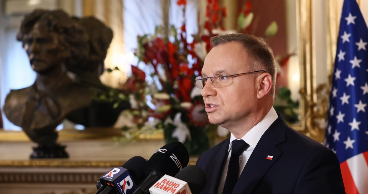 Andrzej Duda podczas konferencji w Nowym Jorku