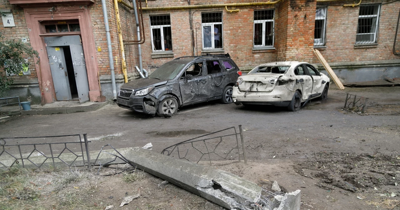 Kijów po ataku rosyjskiego drona Szahed - jedno z dronów, w zakresie których Aleksiej Władimirowicz Kołomejcew szkolił Rosjan