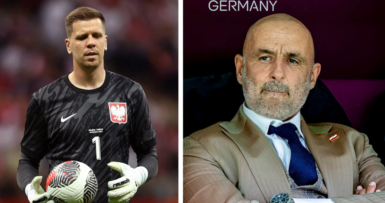 Reprezentacja Polski. Na zdjęciu Wojciech Szczęsny oraz Michał Probierz