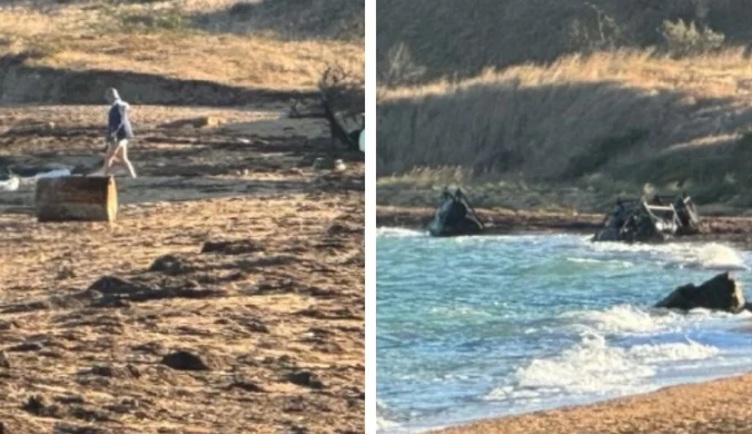 Konstrukcja miała chronić przed atakami Ukrainy. Elementy trafiły na plażę