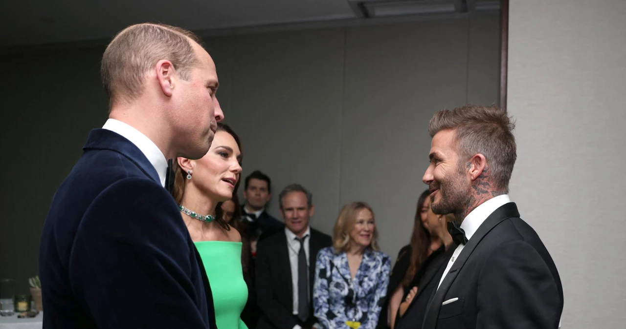 Książę William, księżna Kate i David Beckham